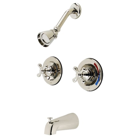 Kingston Brass KB666AX Pressure Balanced Two-Handle Tub and Shower Faucet, Polished Nickel KB666AX